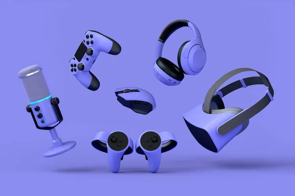 Flying Gamer Versnellingen Zoals Muis Toetsenbord Joystick Headset Headset Microfoon — Stockfoto