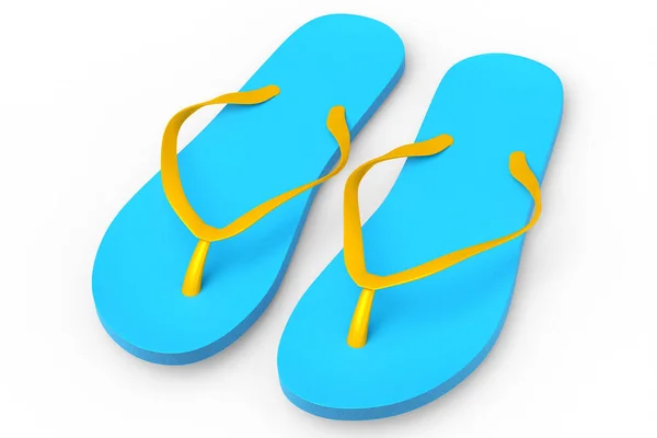 Beach Blue Flip Flops Sandals Isolated White Background Render Concept — Stock Photo, Image