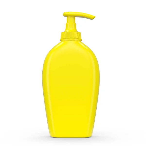Żółte Kremy Przeciwsłoneczne Butelka Lub Krem Opalania Tubka Izolowane Białym — Zdjęcie stockowe