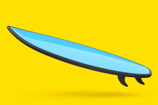 Realistyczna Niebieska Deska Surfingowa Żółtym Tle Renderowania Latem Surfing Desce — Zdjęcie stockowe