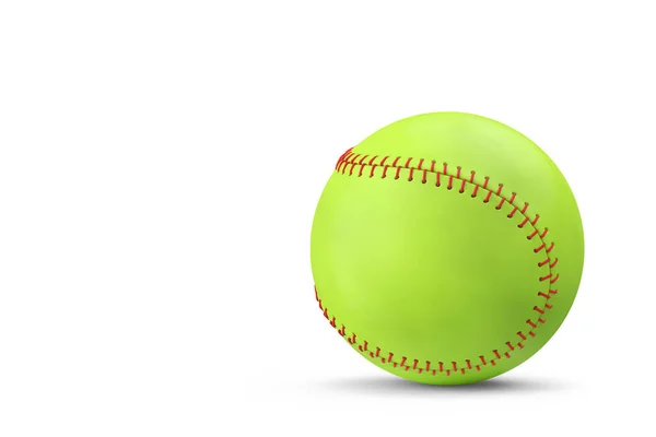 Grön Softball Eller Baseball Boll Isolerad Vit Bakgrund Rendering Sporttillbehör — Stockfoto