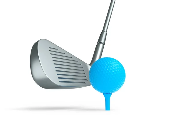 Silberner Golfschläger Und Ball Isoliert Auf Weißem Hintergrund Rendering Von — Stockfoto
