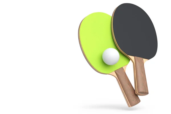 乒乓球用乒乓球副球拍 球在白色背景上隔离 3D为现役训练提供体育装备 — 图库照片