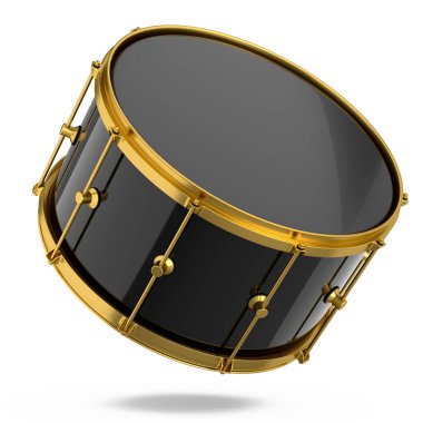 Beyaz arka planda gerçekçi davul. 3D render müzik aleti, davul makinesi konsepti.
