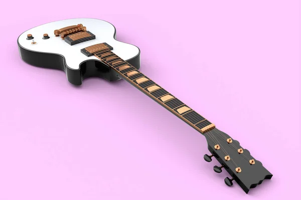 Close Guitarra Acústica Eléctrica Aislada Sobre Fondo Rosa Render Concept —  Fotos de Stock