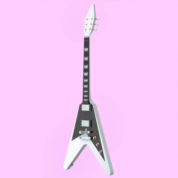 Guitarra Acústica Eléctrica Aislada Sobre Fondo Rosa Render Concept Rock — Foto de Stock