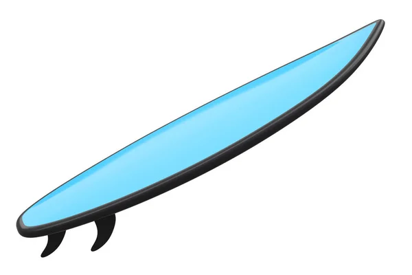 現実的な青のサーフボードは白い背景に隔離されています ビーチのサーフボードに夏のサーフィンの3Dレンダリング — ストック写真