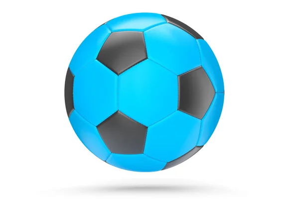 Μπλε Μπάλα Ποδοσφαίρου Ποδοσφαίρου Απομονώνονται Λευκό Φόντο Απόδοση Αθλητικών Εξαρτημάτων — Φωτογραφία Αρχείου