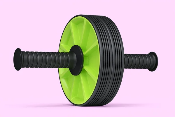 Ab滚筒 用于腹部肌肉分离的粉红色背景 3D提供运动器材 用于积极锻炼 助力和助力举升 — 图库照片