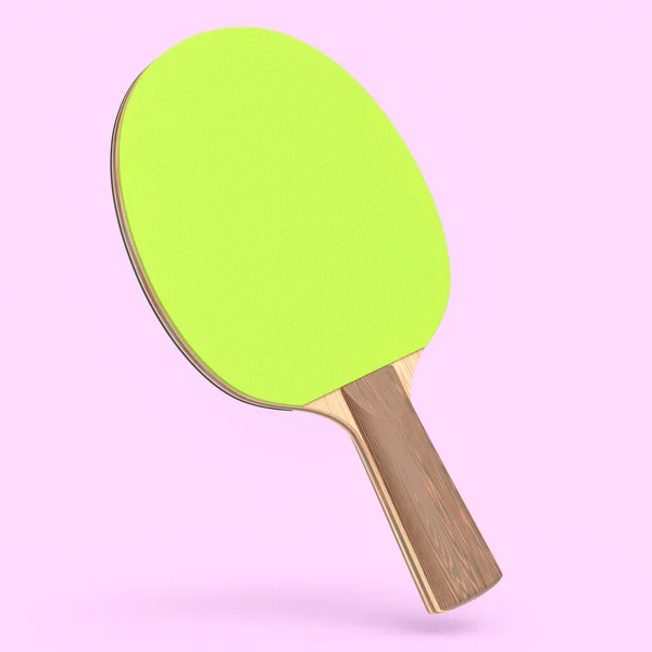 Green Ping Pong Racket Table Tennis Isolated Pink Background Render — Stock Photo, Image