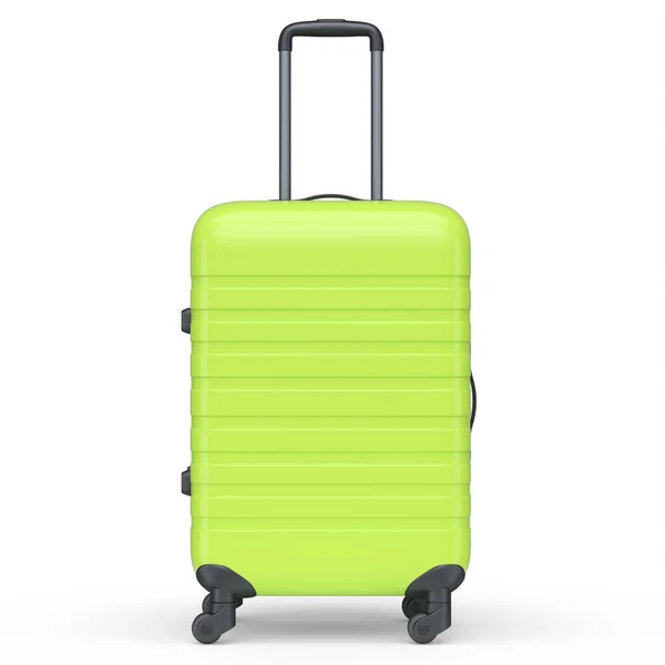 Kleiner Grüner Polycarbonat Koffer Isoliert Auf Weißem Hintergrund Reisekonzept Von — Stockfoto