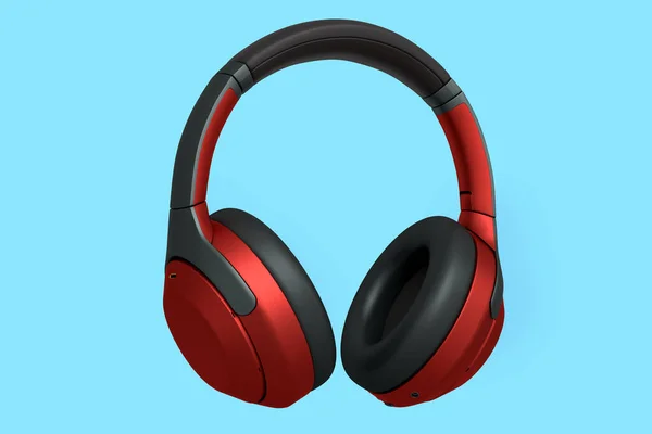 Rendering Red Gaming Headphones Blue Background Concept Cloud Gaming Game — Stock Photo, Image