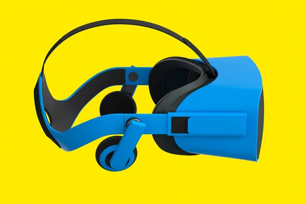 Gafas Realidad Azul Virtual Aisladas Sobre Fondo Amarillo Representación Gafas —  Fotos de Stock