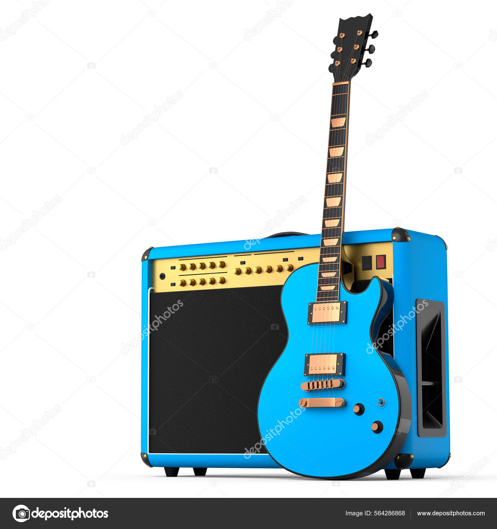 Classical Amplifier Electric Acoustic Guitar Isolated White Background Render Amplifier Stock