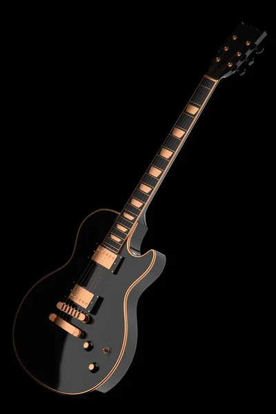 Nahaufnahme Einer Elektrischen Akustikgitarre Isoliert Auf Schwarzem Hintergrund Konzept Für — Stockfoto