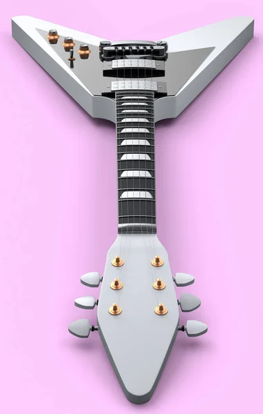 Close Guitarra Acústica Eléctrica Aislada Sobre Fondo Rosa Render Concept —  Fotos de Stock