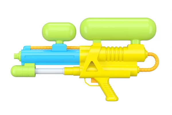 Пластиковая Водяная Пушка Игрушка Игры Полива Бассейне Изолированная Белом Фоне — стоковое фото
