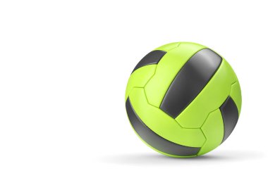 Yeşil futbol ya da futbol topu beyaz arka planda izole. Takım oyunu için 3 boyutlu spor aksesuarları hazırlama