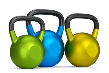 Spor için beyaz arka planda izole edilmiş bir spor salonu kemeri seti. Spor malzemelerinin fitness ve powerlift için 3D yorumlaması