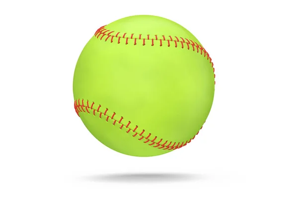 Green Softball Baseball Ball Isolated White Background Rendering Sport Accessories — Stock Photo, Image