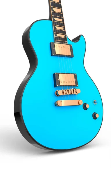 Detailní Záběr Elektrická Akustická Kytara Izolovaná Bílém Pozadí Vykreslení Konceptu — Stock fotografie