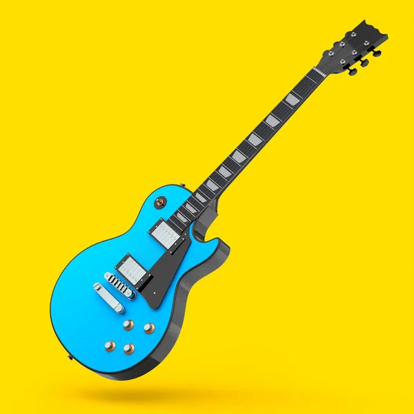 Electric Acoustic Guitar Isolated Yellow Background Render Concept Rock Festival — Fotografia de Stock