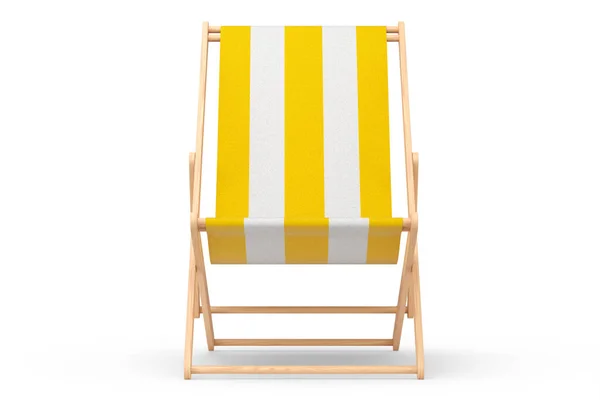黄色の縞模様のビーチチェア白の背景に隔離された ビーチや海の休暇や夏の休暇の3Dレンダリング — ストック写真