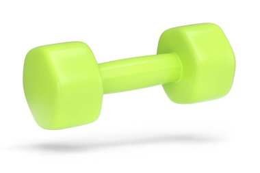 Kauçuk yeşil halterler beyaz arkaplanda izole edilmiş. Spor malzemelerinin fitness ve powerlift için 3D yorumlaması