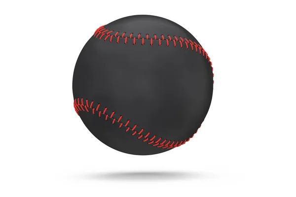 Svart Softball Eller Baseball Boll Isolerad Vit Bakgrund Rendering Sporttillbehör — Stockfoto