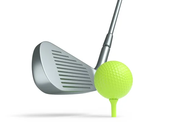 Zilveren Golfclub Bal Geïsoleerd Witte Achtergrond Rendering Van Sportuitrusting Voor — Stockfoto