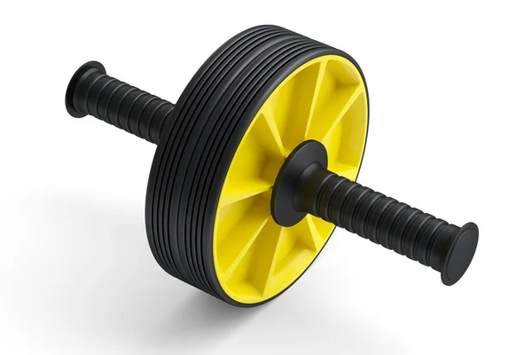 Ab滚筒 用于腹部肌肉分离的白色背景 3D提供运动器材 用于积极锻炼 助力和助力举升 — 图库照片