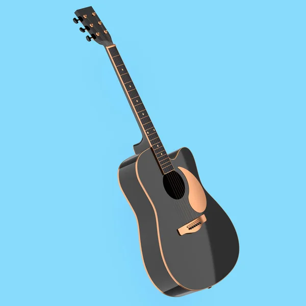 Electric Acoustic Guitar Isolated Blue Background Render Concept Rock Festival — Stock Photo, Image