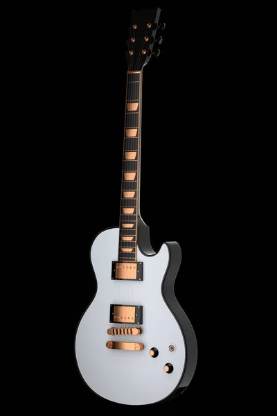 Primer Plano Guitarra Acústica Eléctrica Aislada Sobre Fondo Negro Render —  Fotos de Stock