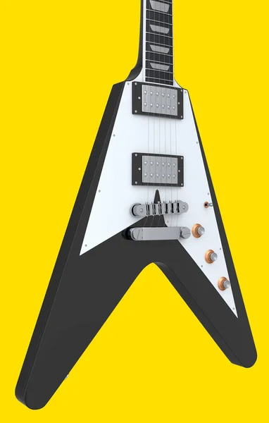 Close Guitarra Acústica Eléctrica Aislada Sobre Fondo Amarillo Render Concept —  Fotos de Stock