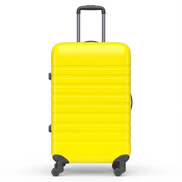 Gelber Polycarbonat Koffer Isoliert Auf Weißem Hintergrund Reisekonzept Von Gepäck — Stockfoto