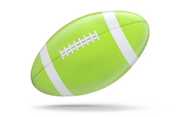 Green American Football Ball Isolated White Background Rendering Sport Accessories — Stock Photo, Image