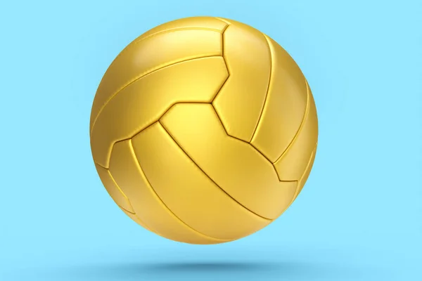Zlatý Fotbal Nebo Fotbalový Míč Izolované Modrém Pozadí Vykreslování Sportovních — Stock fotografie