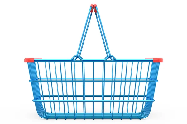 Metal Wire Shopping Basket Supermarket White Background Render Concept Online — Φωτογραφία Αρχείου