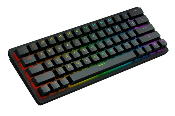 Clavier Ordinateur Noir Aux Couleurs Rgb Isolé Sur Fond Blanc — Photo