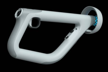 Çevrimiçi ve siyah arka planda bulut oyunları için sanal gerçeklik kontrolörleri. Artırılmış gerçeklik ya da VR için 3B görüntüleme aygıtı