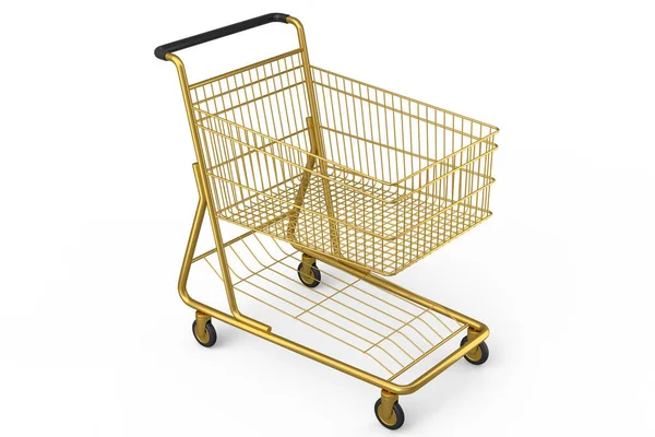 Shopping Cart Trolley Groceries White Background Render Concept Sale Discount — Stock Photo, Image