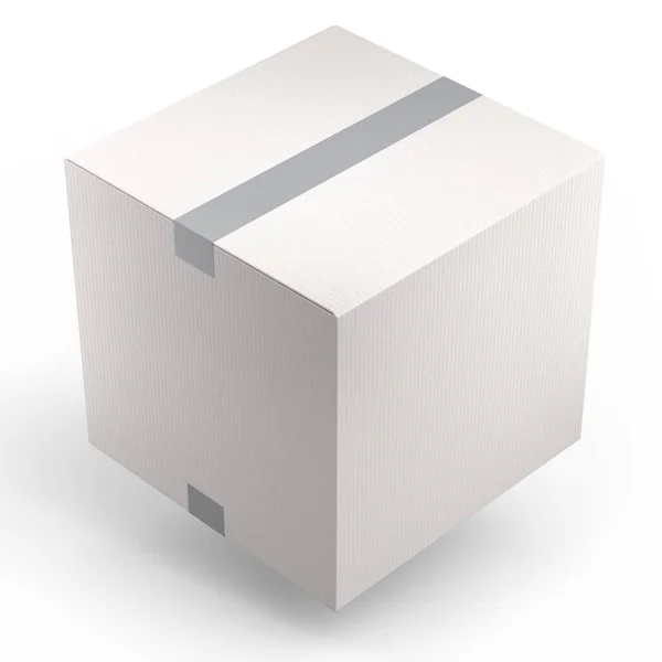 Caja Cartón Caja Regalo Cartón Aislado Sobre Fondo Blanco Renderizar —  Fotos de Stock
