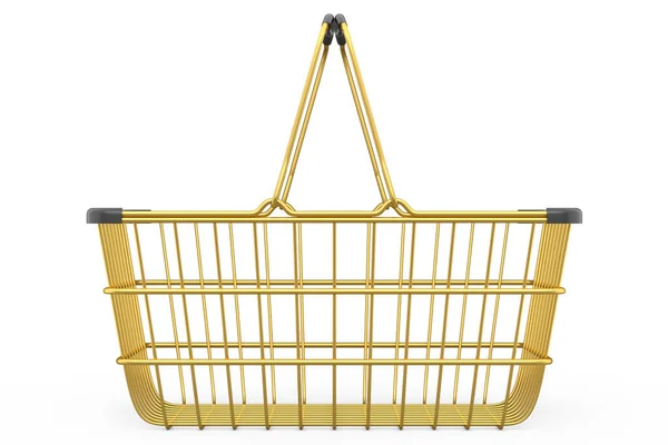 Metal Wire Shopping Basket Supermarket White Background Render Concept Online — Stockfoto