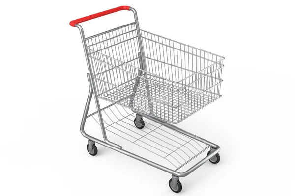 Shopping Cart Trolley Groceries White Background Render Concept Sale Discount — Stock Photo, Image