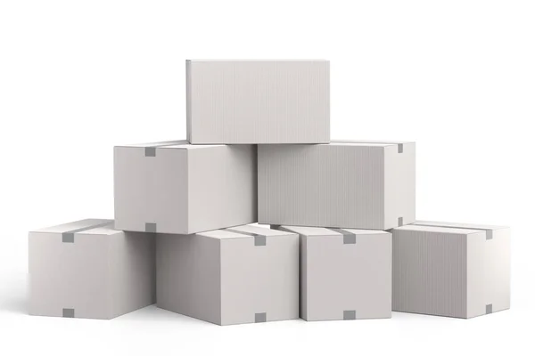 Set Cardboard Boxes Carton Gift Box Isolated White Background Render — Stock Photo, Image