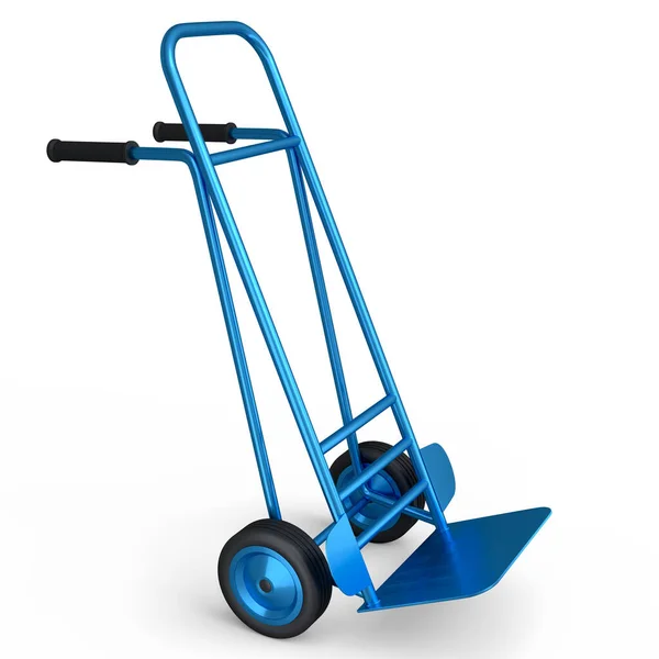 Empty Hand Truck Dolly Isolated White Background Render Industry Delivery — Stock Photo, Image