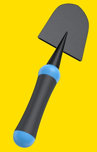 Garden Shovel Trowel Wooden Handle Isolated Yellow Background Render Garden — Stockfoto