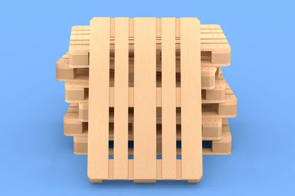 Set Houten Pallet Voor Magazijnladingopslag Geïsoleerd Blauwe Achtergrond Weergave Van — Stockfoto