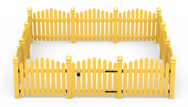 Wooden Picket Fence White Background Separates Objects Render Concept Security — Stock Photo, Image