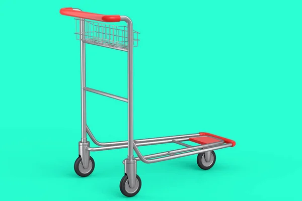 Airport Luggage Cart Baggage Trolley Side Green Background Render Element — Stock Photo, Image